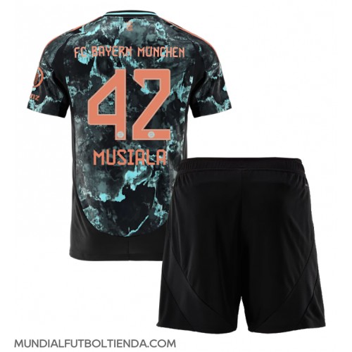 Camiseta Bayern Munich Jamal Musiala #42 Segunda Equipación Replica 2024-25 para niños mangas cortas (+ Pantalones cortos)